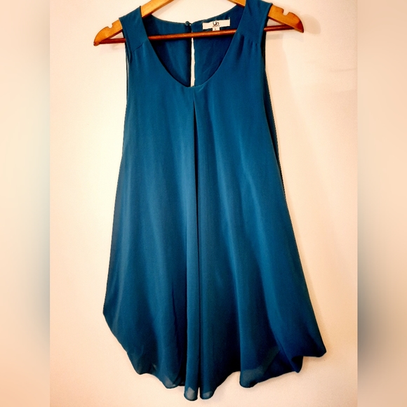 Silk Turquoise Draped Dress - Picture 3 of 9